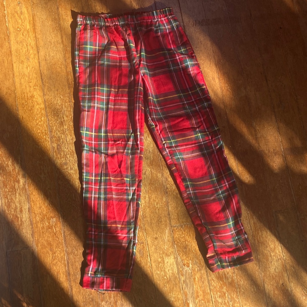 Kids Vibrant Red and Green Plaid Pajama Pants